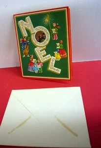 Vintage UNUSED Christmas Card EMBOSSED NOEL Cut out WALLACE BROWN Mid-Century - Picture 1 of 3