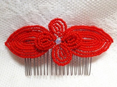 Pearl Fascinator Decorative Hair Comb Handmade French Beaded Headpiece - Image 1 of 2