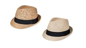 Trilby sun hat straw style mens summer festival - Picture 1 of 5