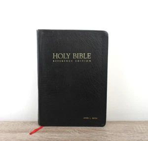 Holy Bible KJV Nelson 486 Red Letter Reference Edition Tabbed Black Leather 1972 - Imagen 1 de 12