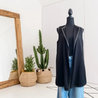 J. MCLAUGHLIN женщин без рукавов мягкий искусственной кожи туника жилет куртка черный - Изображение 1 из 4