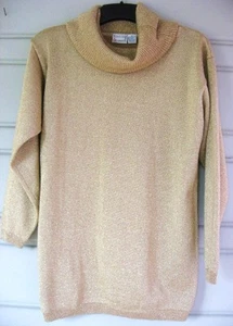 DE COLECCIÓN AÑOS 80 DORADO METÁLICO... CUELLO DE CAPUCHA... GRAN TAMAÑO... SUÉTER... talla MED/GRANDE - Imagen 1 de 4