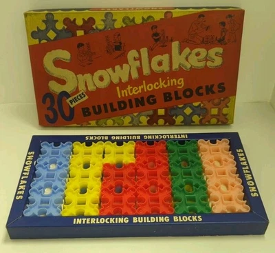 Bloques de construcción vintage Knickerbocker copo de nieve entrelazados 30 piezas. Años 50 - ¡Sin usar, en caja! Foto 1 de 4