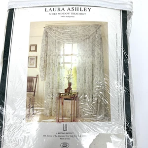 Cenefa bufanda transparente floral periwinkle vintage Laura Ashley 216 x 56 - Imagen 1 de 6