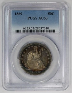 1869 Seated Liberty Half Dollar PCGS AU53 Toner - Picture 1 of 4
