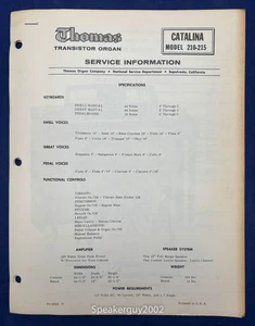 Original Thomas Organ Service Manual / Catalina 210 215 -- #2 - Picture 1 of 1
