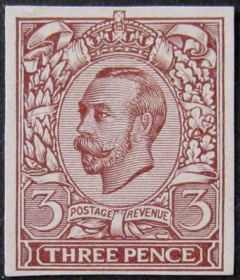 GV 3d claret Die Proof on unwatermarked paper. cat. from £1800. - Image 1 of 2