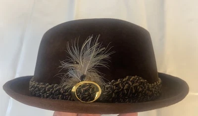 Vintage The Sovereign Stetson Hat Braided Feather Accent Brown 7 1/4 Fedora - Image 1 of 4