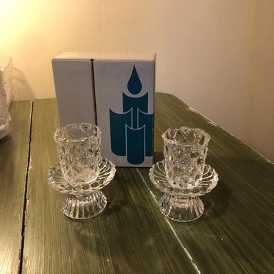 Par de candelabros votivos y cónicos de cristal acolchado vintage Partylite Foto 1 de 4