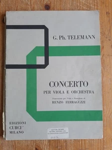 Concerto In G for Viola and Orchestra by Telemann - vintage sheet music - Picture 1 of 4