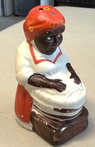 Vintage Salt Shaker Woman Chef Cook Red White Ceramic w/ stopper - Picture 1 of 7