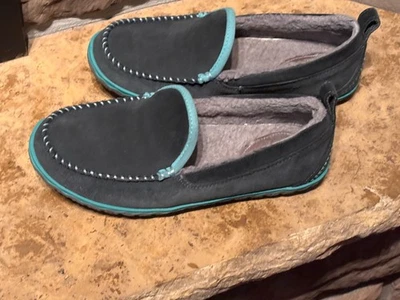 L.L. Zapatillas mocasín Bean Mountain para mujer talla 8M gris/verde azulado gamuza cuero Foto 1 de 4