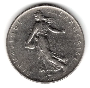 1968 Republque Francaise Liberte Egalite Fraternite 1 Franc coin - Picture 1 of 2