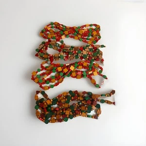 LOT 4 Vintage Christmas Wooden Bead Garland Strands 8ft Silvestri - Picture 1 of 1