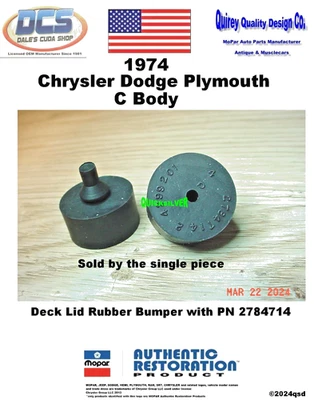 1974 Plymouth Fury Dodge Monaco Deck Lid Bumper with PN 2784714 New MoPar USA - Image 1 of 4
