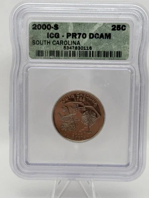 2000-S South Carolina State Quarter - ICG PR70 DCAM - Deep Cameo Proof - Rare! - Image 1 of 2