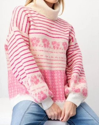 Suéter Pullover Tejido Multi Patrón Caballete Talla M Foto 1 de 4