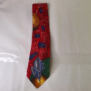 Elton John Aids Foundation Tie Rocket Man Spaceship Vintage Silk Neck Tie - Foto 1 di 5