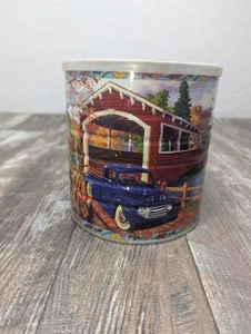 Vtg Maxwell House Coffee Large Tin Can wLid Artist . Vintage Truck Fall 2005 - Picture 1 of 13