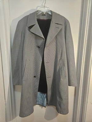 Gabardina grande vintage a cuadros gris y azul JCPenney Foto 1 de 4