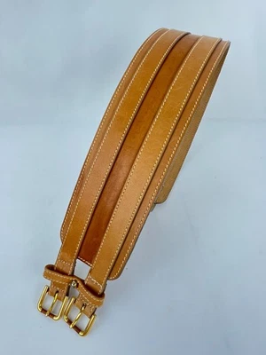 Cinturón Pierre Cardin Vintage 2 Hebillas Ancho Mujer Cuero Marrón Claro Mediano Boho Foto 1 de 4