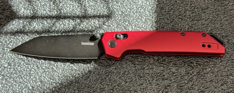 Reverso Kershaw Iridio Negro Personalizado Tanto D2 con Rojo Escala de Fábrica Intercambio Nuevo y Caja Foto 1 de 4