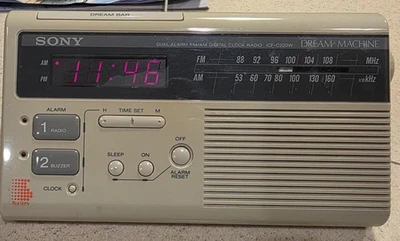Sony ICF-C220W Dream Machine Radio AM/FM Vintage Doble Despertador Reloj Digital Probado Foto 1 de 4