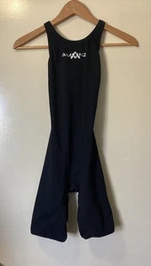 GIRLS AMANZI BLACK KNEE LENGTH SWIM RACE SUIT SIZE 14YR - Picture 1 of 8