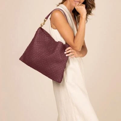 NWOT Etienne Aigner Irena Midsize Hobo Woven Leather Bag - Cordovan - Image 1 of 4