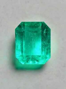 7.22 Carat 13x10 Bluish Green Loose Colombian Emerald- Emerald Cut - Picture 1 of 10