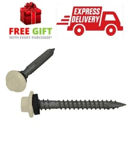 Bremick 12-14 X 45mm SELF DRILLING METAL HEX SCREWS with SEAL - SANDBANK 100 pcs - Picture 1 of 7