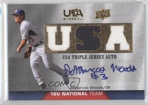 2009 USA Baseball Box Set Triple Jersey 16U National Team JoMarcos Woods Auto