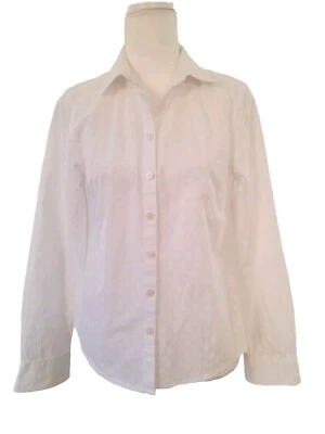 Charles Tyrwhitt Shirt Womens White Chambray Button Up Long Sleeve UK 8 - Image 1 of 4