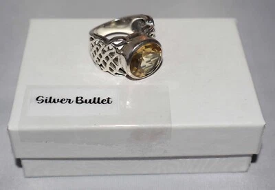 Anillo de citrino tejido abierto celta plata esterlina Silpada R1425 talla 8 Foto 1 de 4