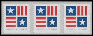US 5756A Patriotic Block Nonprofit Org 5c coil strip 3 MNH 2023 - Picture 1 of 2