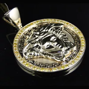 3,39 ctw gelber Diamant 14k Weißgold plattiert individueller Medusakopf Anhänger 2,5" - Bild 1 von 4