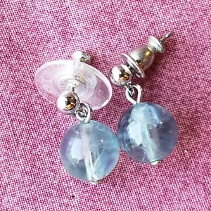 Pendientes colgantes vintage de piedra de tanzanita Monet redondos tono plata E1 - Imagen 1 de 9