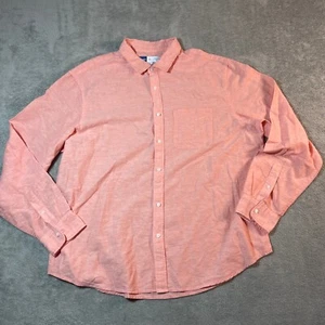 Old Navy Shirt Men's XXL Peach Linen Blend Button Up Everyday Shirt Crisp Coral - Picture 1 of 14