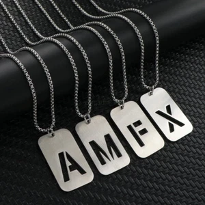 Stainless Steel Hollow Out A-Z 26 Letters Initial Pendant Necklace Jewelry - AUS - Picture 1 of 34