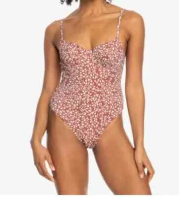 Traje de baño Roxy XS Love The Muse acanalado con aros de una pieza animalia rústico NUEVO Foto 1 de 2