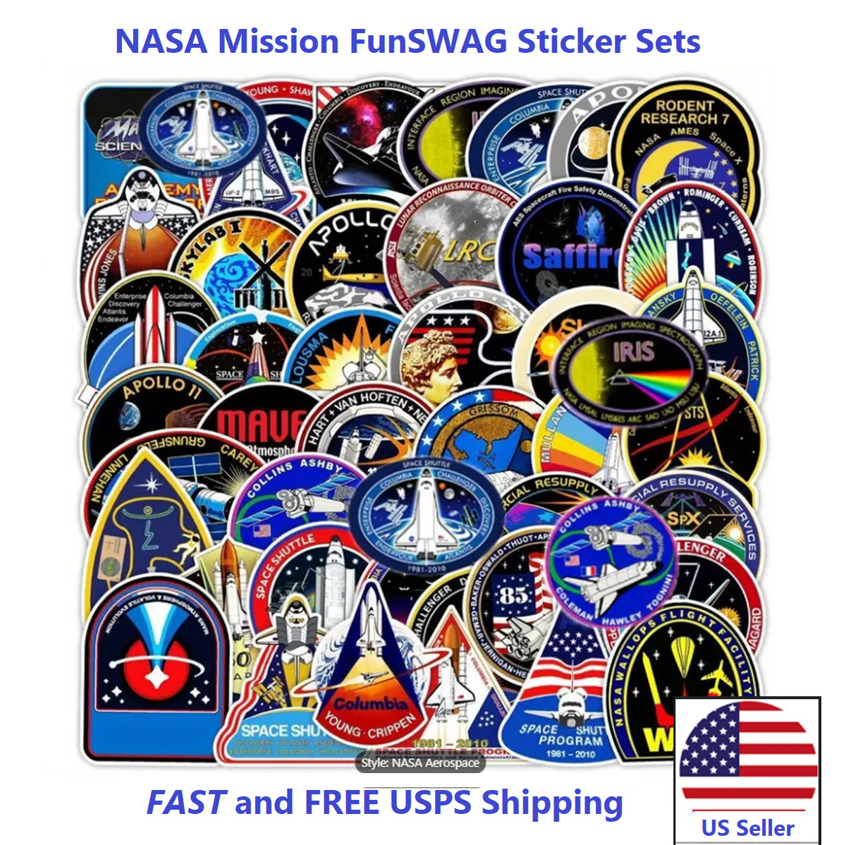 Space Logo Decal NASA Logo Vinyl Sticker 2-Pack - Official Space Cosmos ...