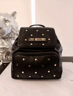 Love Moschino Backpack Gold Studded Black Rucksack  - Image 1 of 4