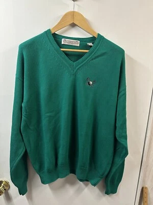 Suéter De Colección John Ashford Para Hombres XXL Verde Golf Cuello en V Algodón Bordado Foto 1 de 4