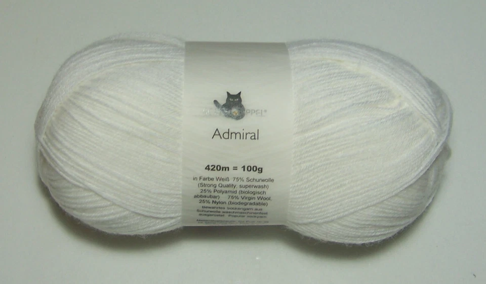 100 g bola Schoppel ADMIRAL Superwash lana/nylon calcetín hilo para dedos #0990 BLANCO Foto 1 de 1
