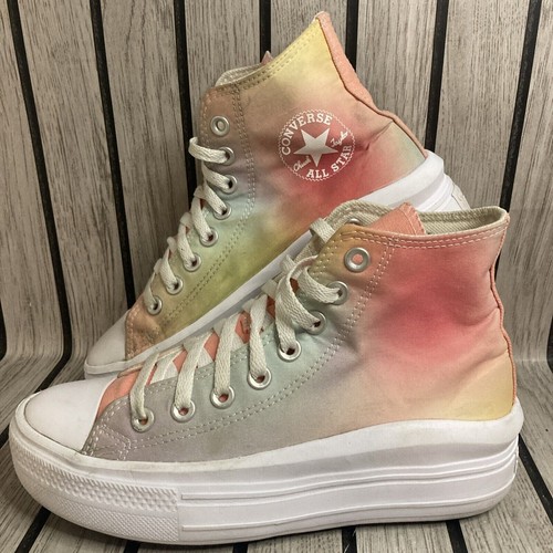 Scarpe da ginnastica Converse CTAS Rainbow Ombré Platform Regno Unito Taglia 4 5
