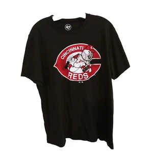 47 Camicia Uomo Grande Cincinnati Reds Grafica Maglietta Manica Corta Girocollo Nero - Foto 1 di 6