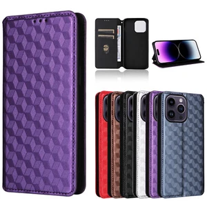 For iPhone 16e 15 Plus 14 Pro 13 12 11 PU Leather Magnetic Flip Wallet Case - Picture 1 of 60