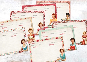 8 schede ricette casalinghe americane retrò assortite anni '50 - Foto 1 di 3