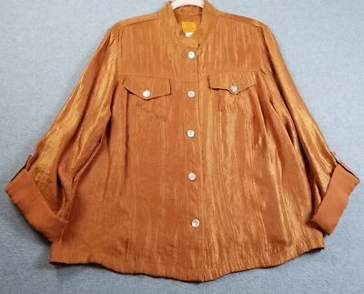 Ruby Rd. Jacket Women’s 16W Plus Orange Sheen Metallic Long Sleeve Lightweight - Image 1 of 4