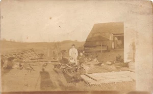 E28/ Occupational Real Photo RPPC Postcard c1910 Chicken Turkey Farm Kids 21 - Picture 1 of 2